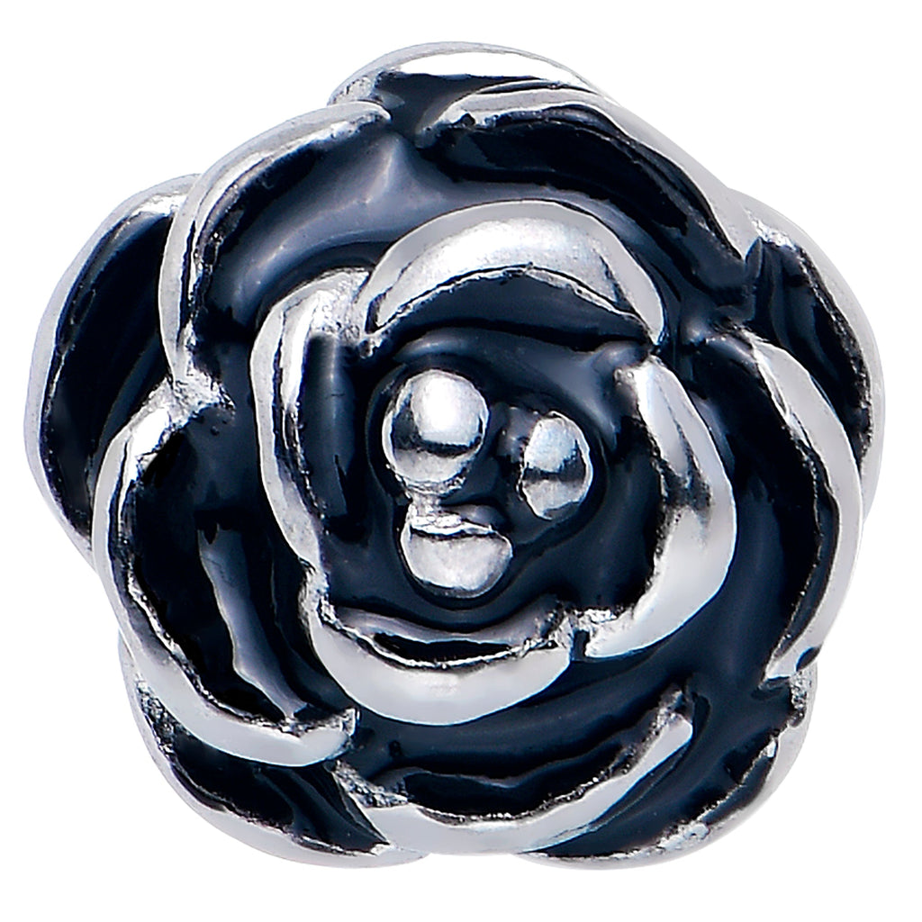 BodyCandy Retro Flower Rose Barbell Tongue Ring — detail close-up