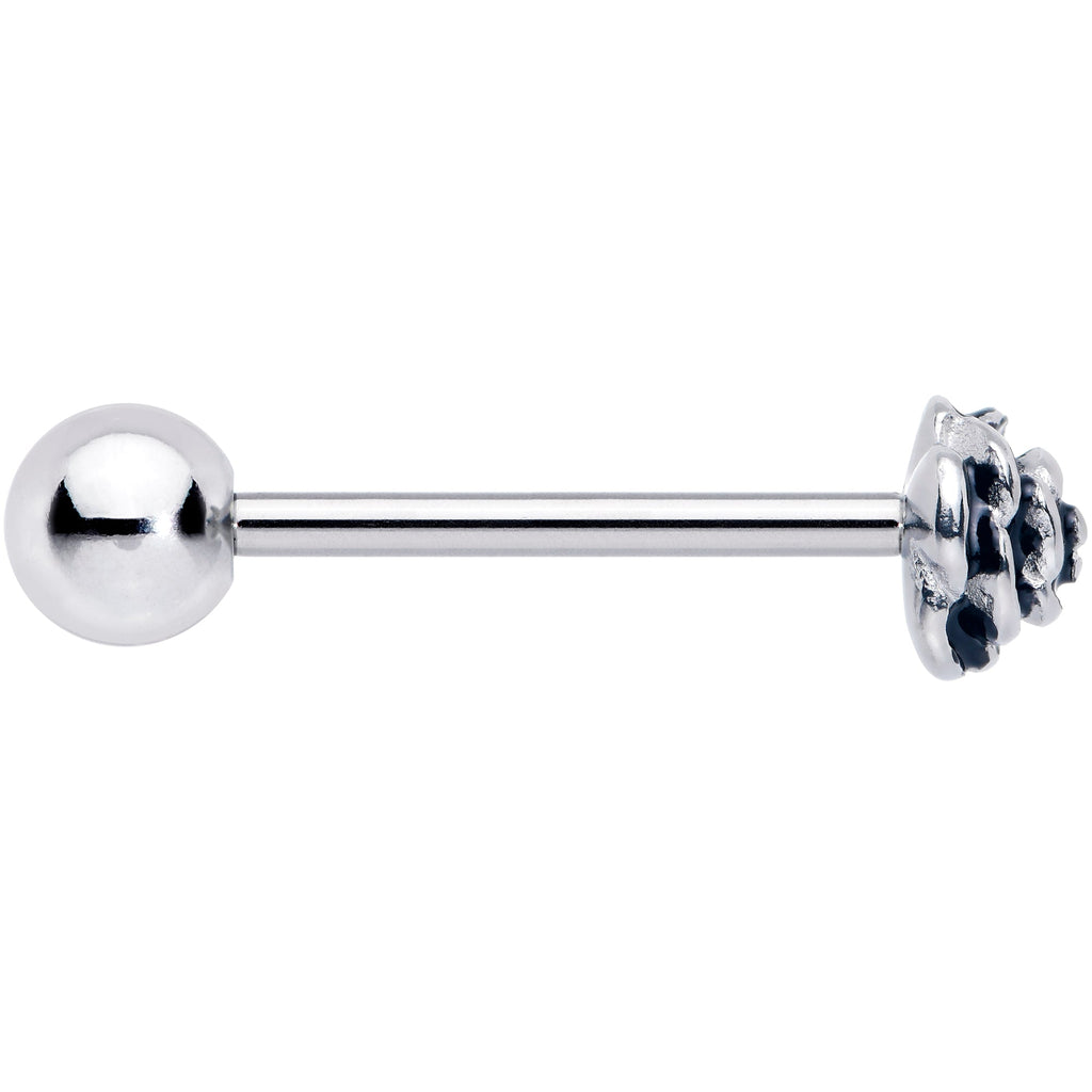 BodyCandy Retro Flower Rose Barbell Tongue Ring — lifestyle context
