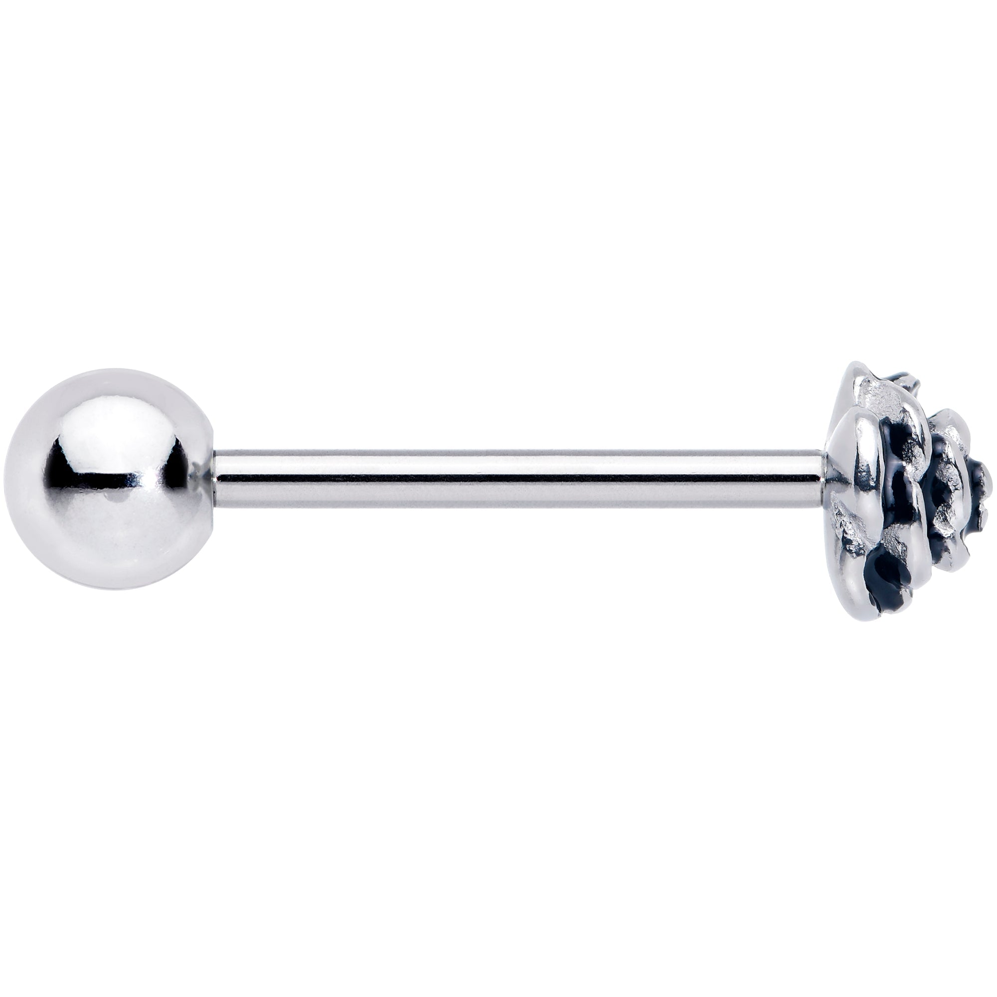 BodyCandy Retro Flower Rose Barbell Tongue Ring — lifestyle context