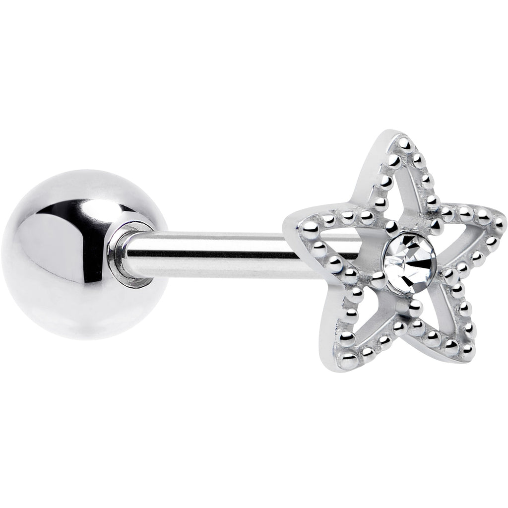 BodyCandy Clear Gem Star Texture Barbell Tongue Ring — main product shot
