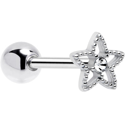 BodyCandy Clear Gem Star Texture Barbell Tongue Ring — main product shot