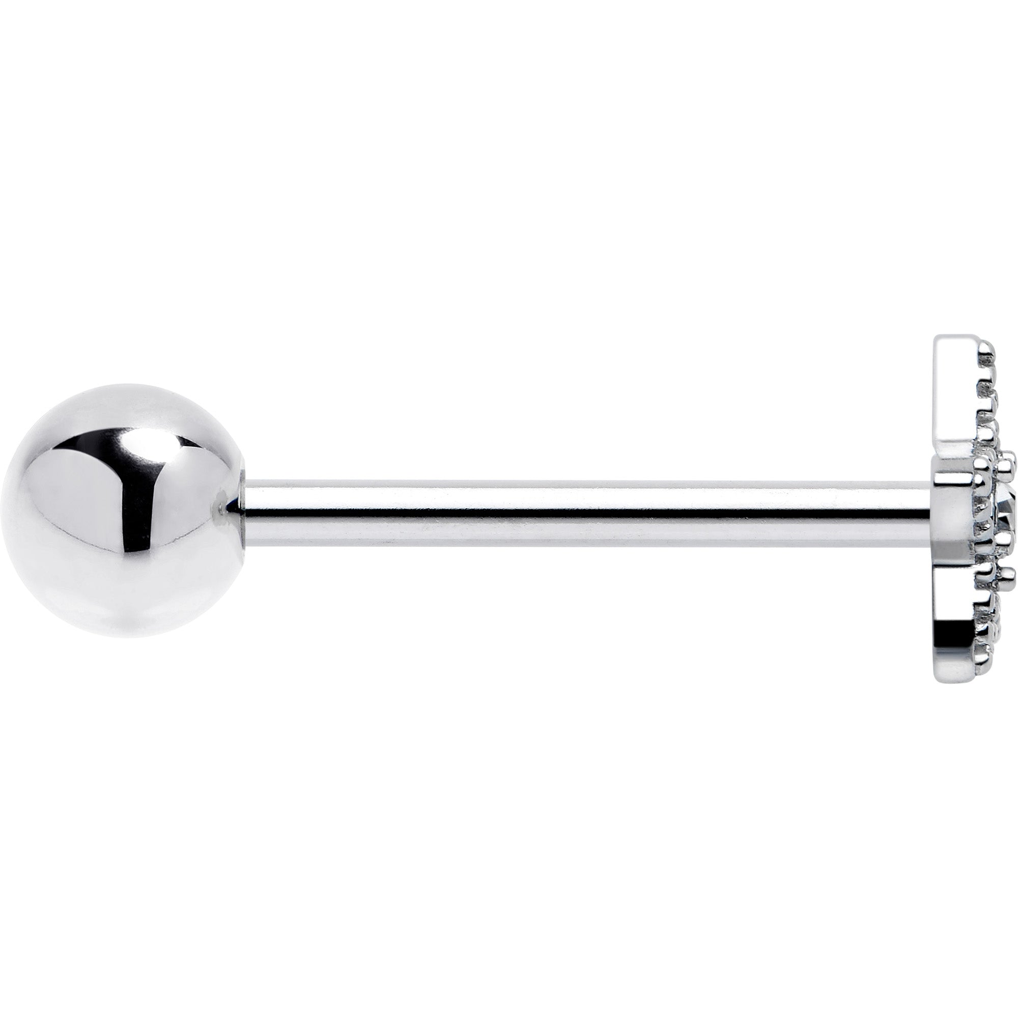 BodyCandy Clear Gem Star Texture Barbell Tongue Ring — side view