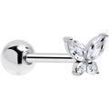 BodyCandy Clear CZ Gem Open Wing Butterfly Barbell Tongue Ring — main product shot