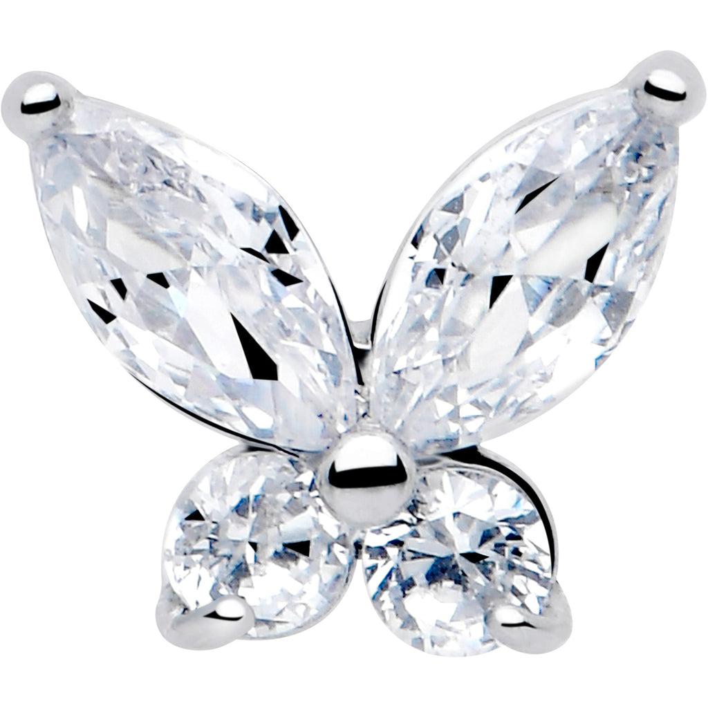 BodyCandy Clear CZ Gem Open Wing Butterfly Barbell Tongue Ring — lifestyle context