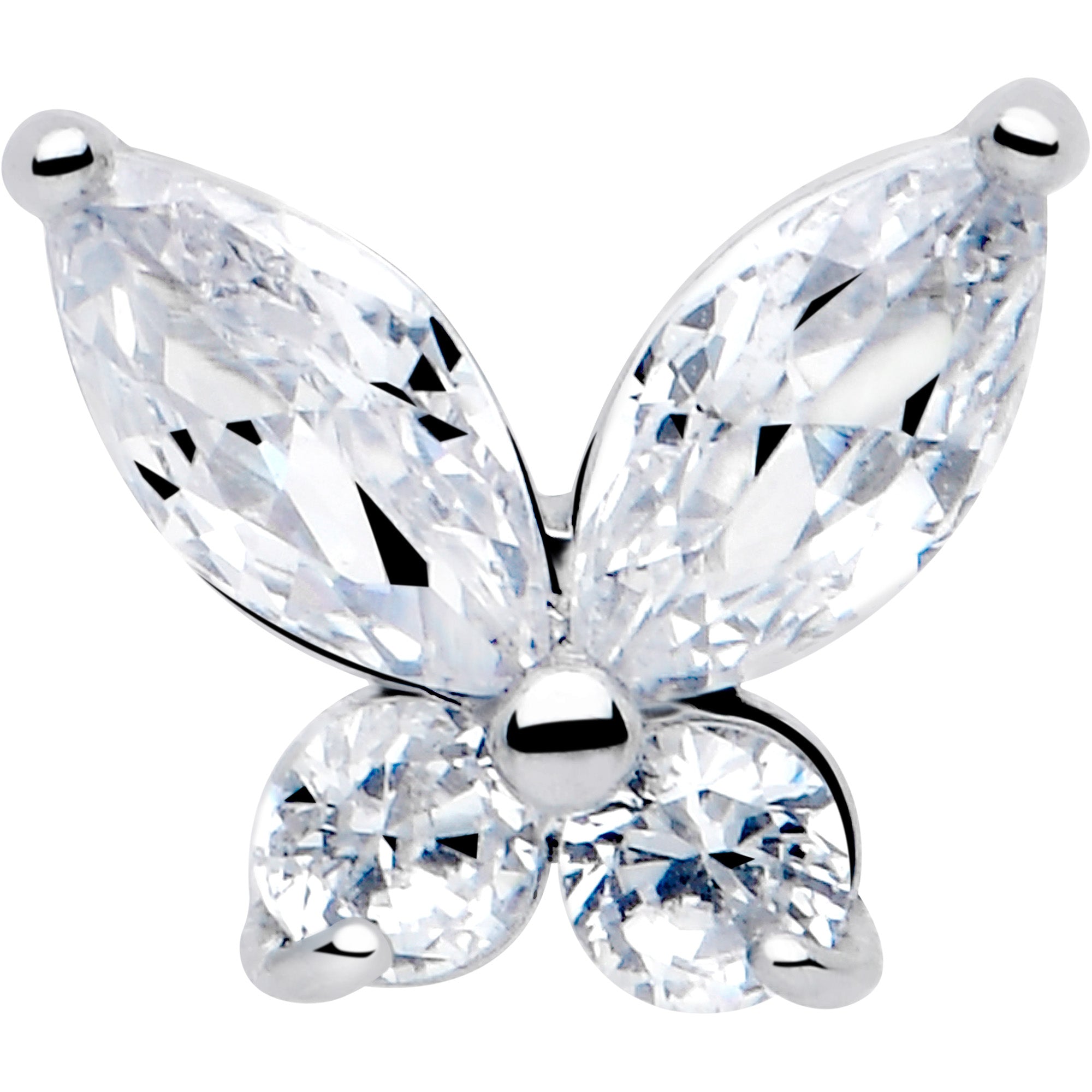 BodyCandy Clear CZ Gem Open Wing Butterfly Barbell Tongue Ring — lifestyle context