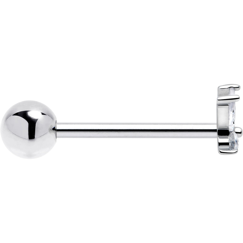 BodyCandy Clear CZ Gem Open Wing Butterfly Barbell Tongue Ring — side view