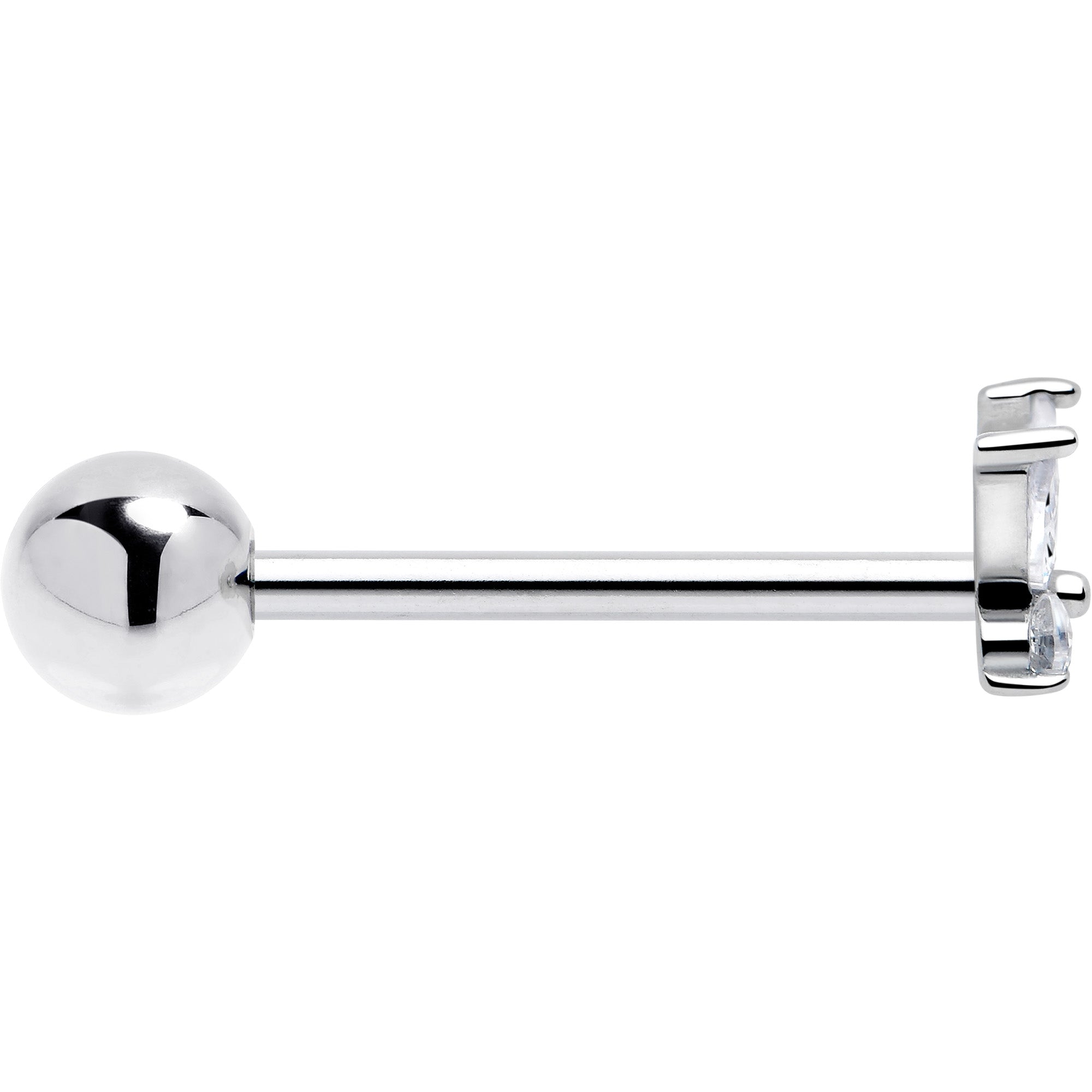 BodyCandy Clear CZ Gem Open Wing Butterfly Barbell Tongue Ring — side view