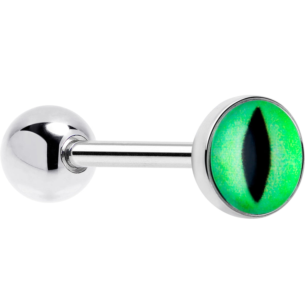BodyCandy Kitty Green Eye UV Reactive Barbell Tongue Ring — main product shot
