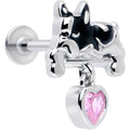 BodyCandy 16G 5/16 Pink Gem Sleepy French Bulldog Dangle Labret Monroe Tragus — main product shot