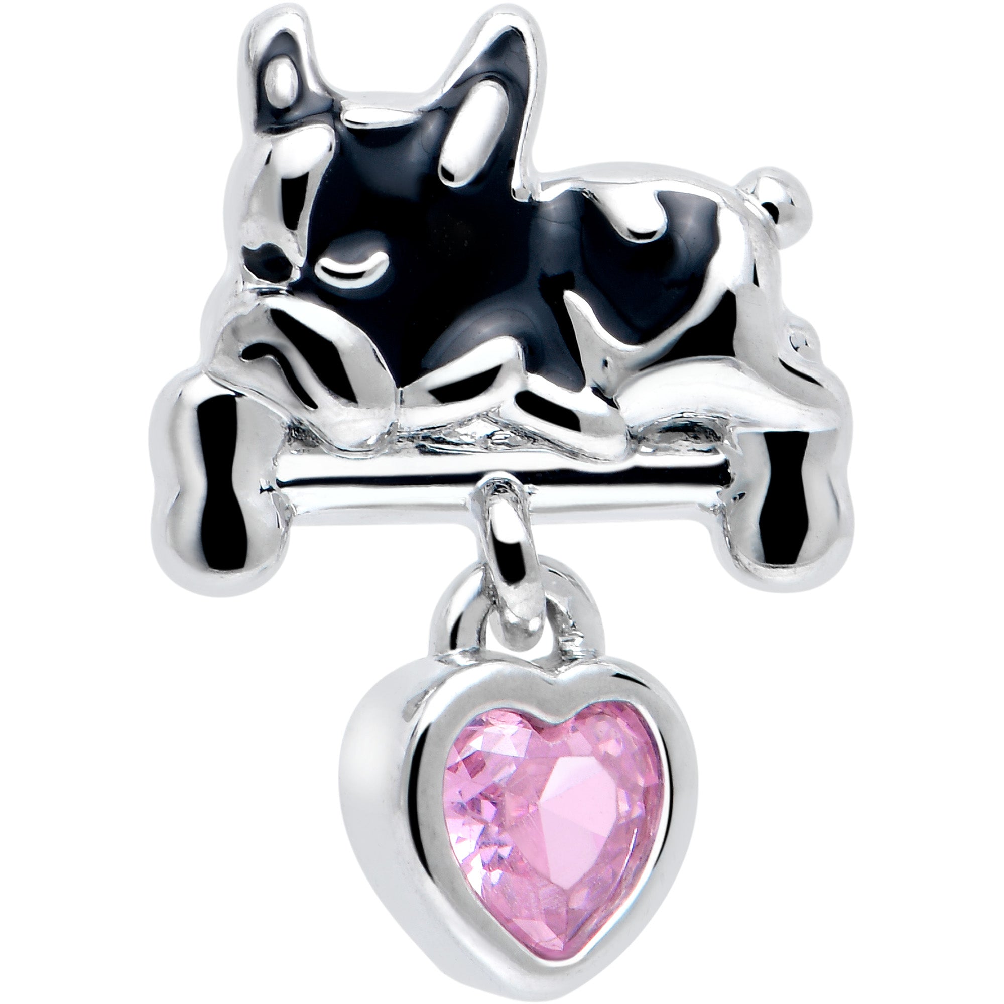 BodyCandy 16G 5/16 Pink Gem Sleepy French Bulldog Dangle Labret Monroe Tragus — lifestyle context