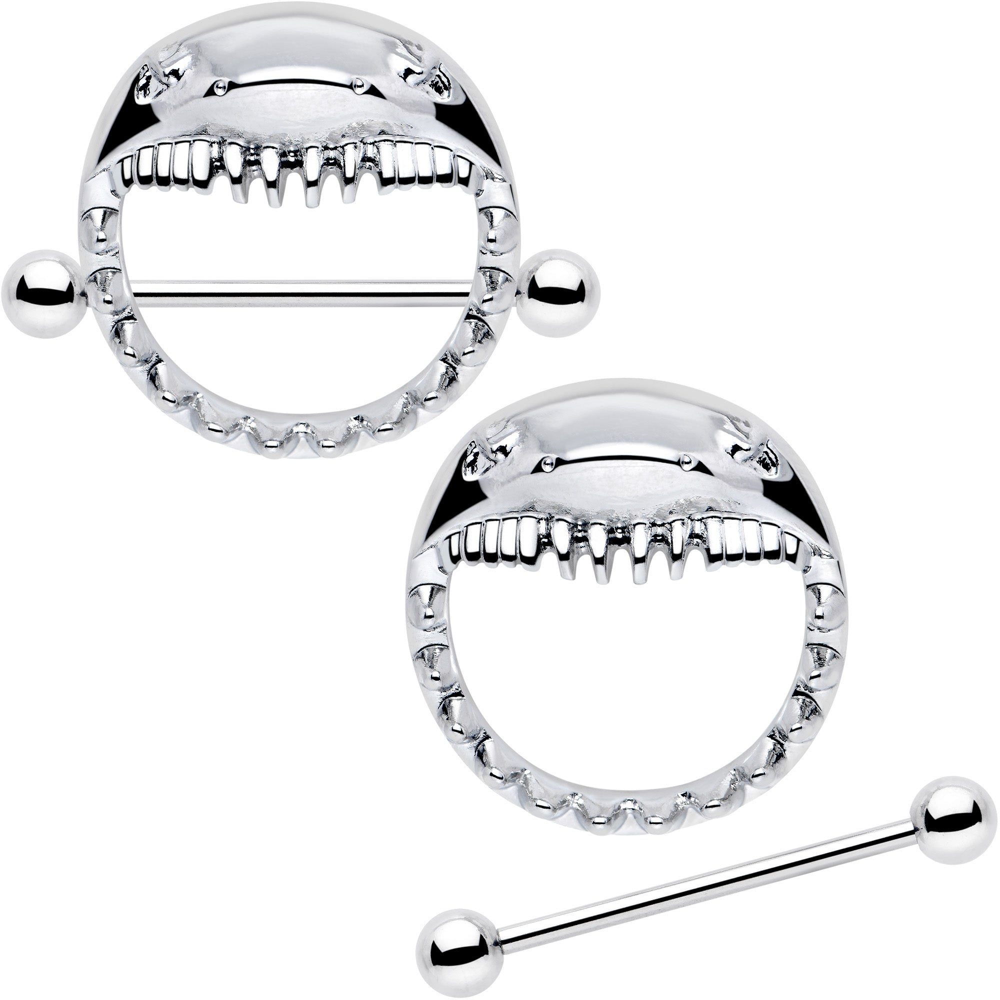 BodyCandy 14G 9/16 Shark Bite Nipple Shield Set — detail close-up