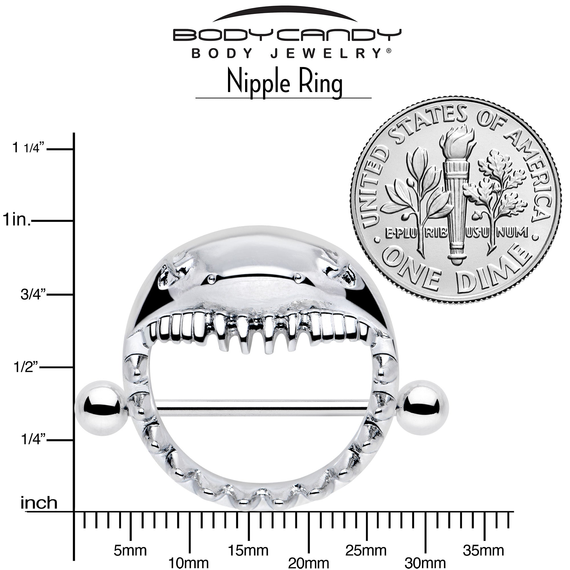BodyCandy 14G 9/16 Shark Bite Nipple Shield Set — back view