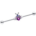 BodyCandy 14G Pink Blue Gem Beautiful Insect Industrial Barbell 38mm — main product shot