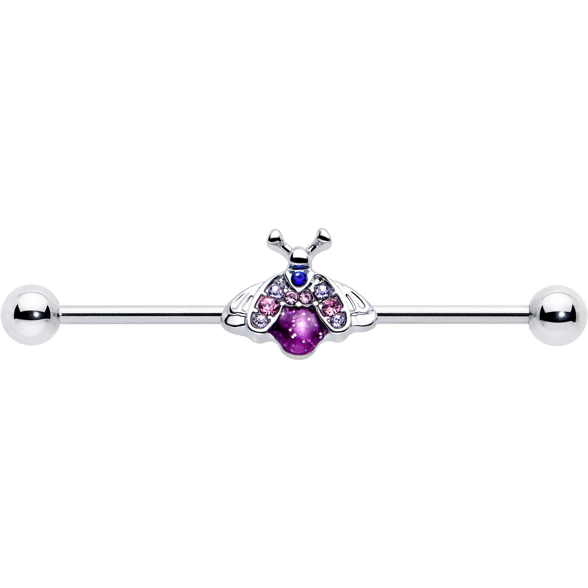 BodyCandy 14G Pink Blue Gem Beautiful Insect Industrial Barbell 38mm — lifestyle context