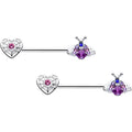 BodyCandy 14G 9/16 Pink Blue Gem Spiderweb Heart Insect Barbell Nipple Ring Set — main product shot