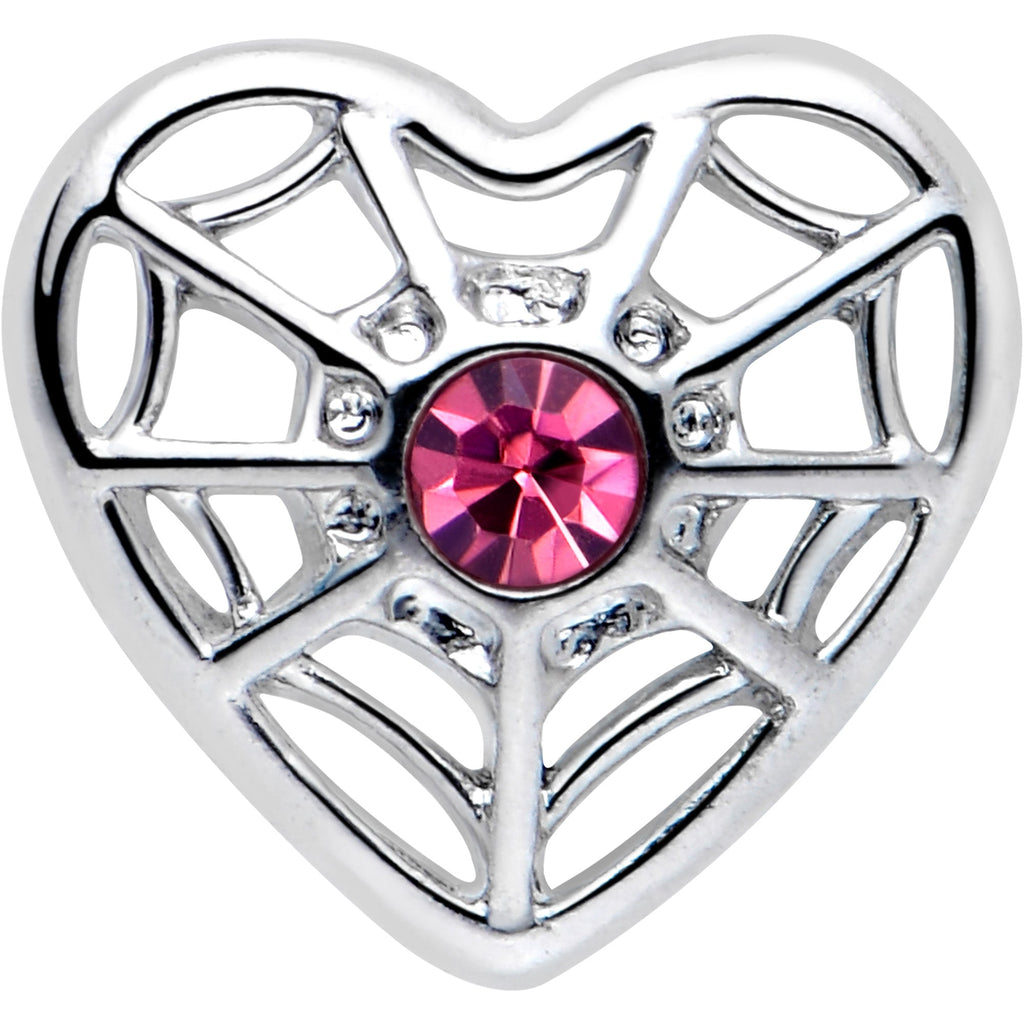 BodyCandy 20G 7mm Pink Gem Spiderweb Heart Love L Shape Nose Ring — lifestyle context