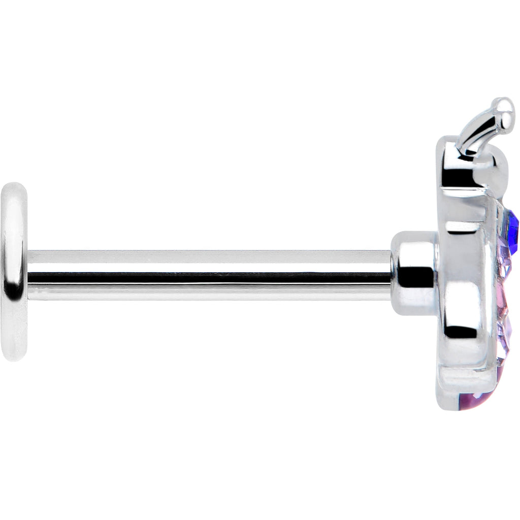 BodyCandy 16G 5/16 Pink Blue Gem Beautiful Insect Labret Monroe Tragus — side view