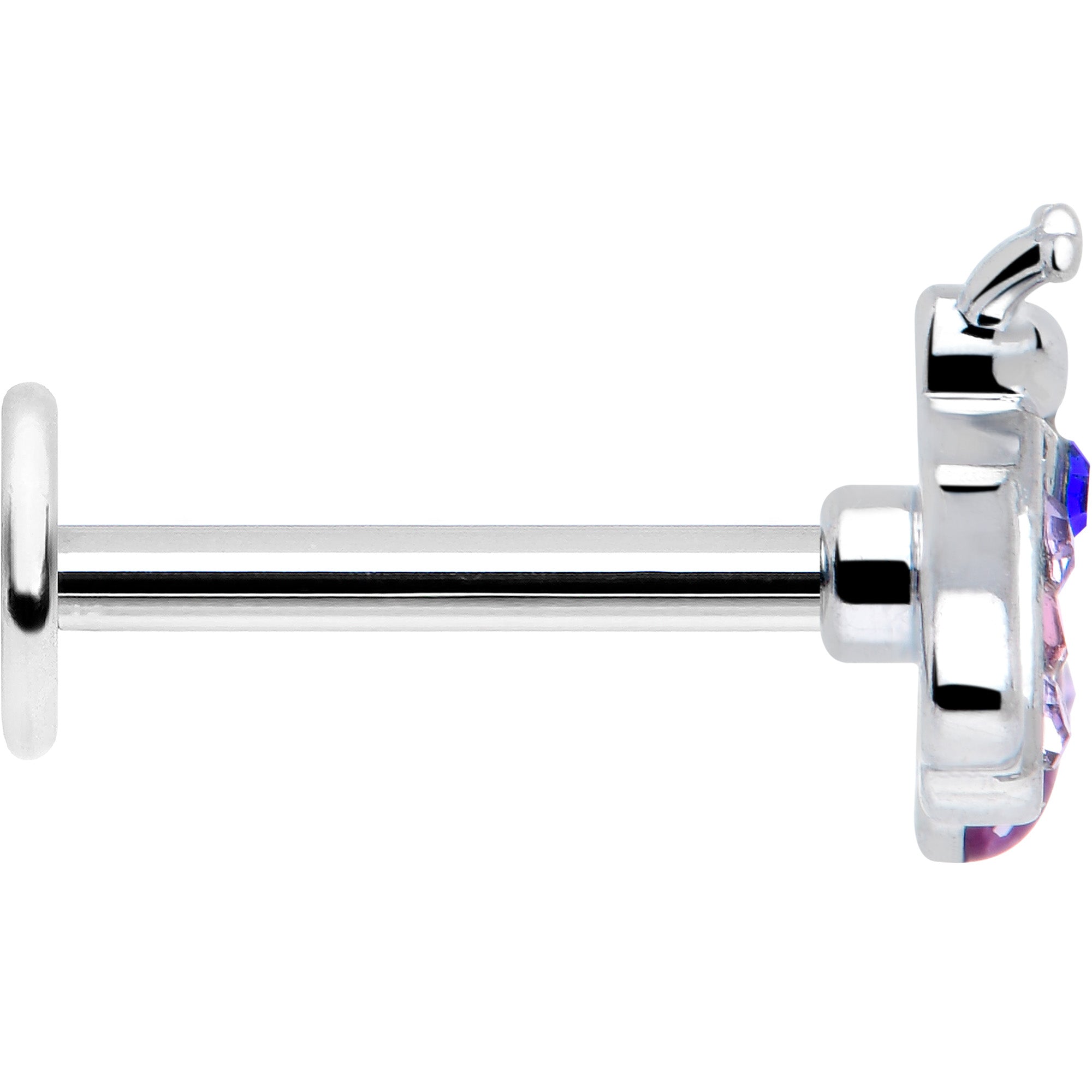 BodyCandy 16G 5/16 Pink Blue Gem Beautiful Insect Labret Monroe Tragus — side view