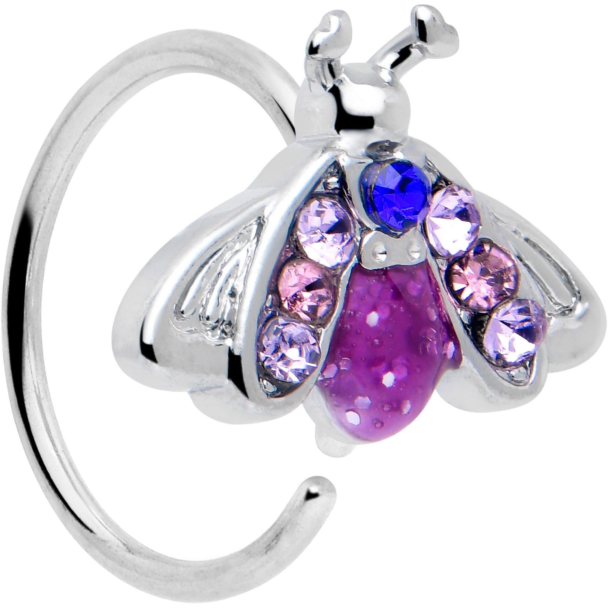 BodyCandy 20G 5/16 Pink Blue Gem Beautiful Insect Nose Hoop — main product shot