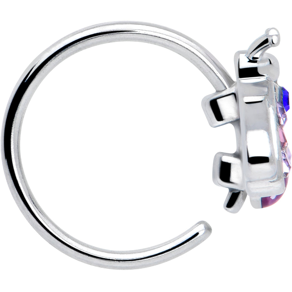 BodyCandy 20G 5/16 Pink Blue Gem Beautiful Insect Nose Hoop — side view