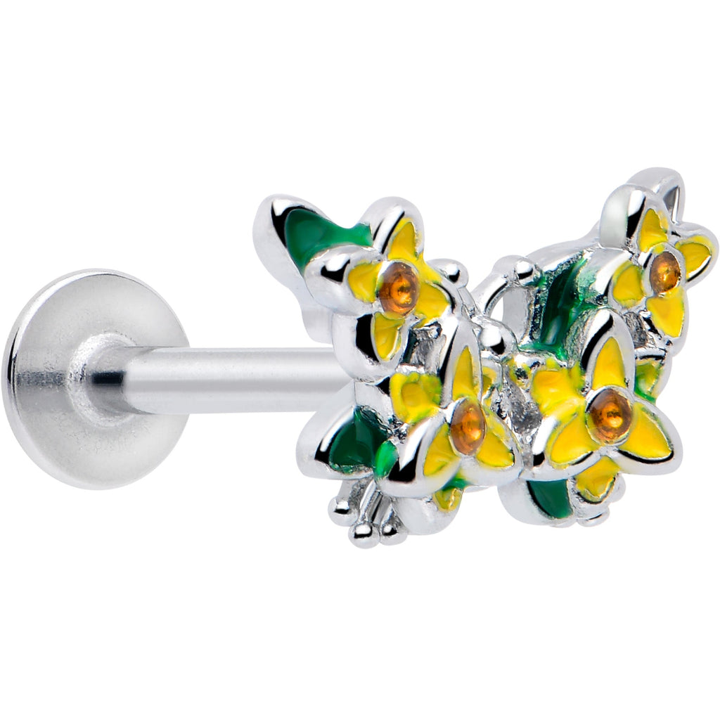 BodyCandy 16G 5/16 Yellow CZ Gem Blooming Butterfly Labret Monroe Tragus — main product shot