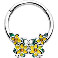 BodyCandy 16G 3/8 Yellow CZ Gem Blooming Butterfly Hinged Segment Ring — main product shot