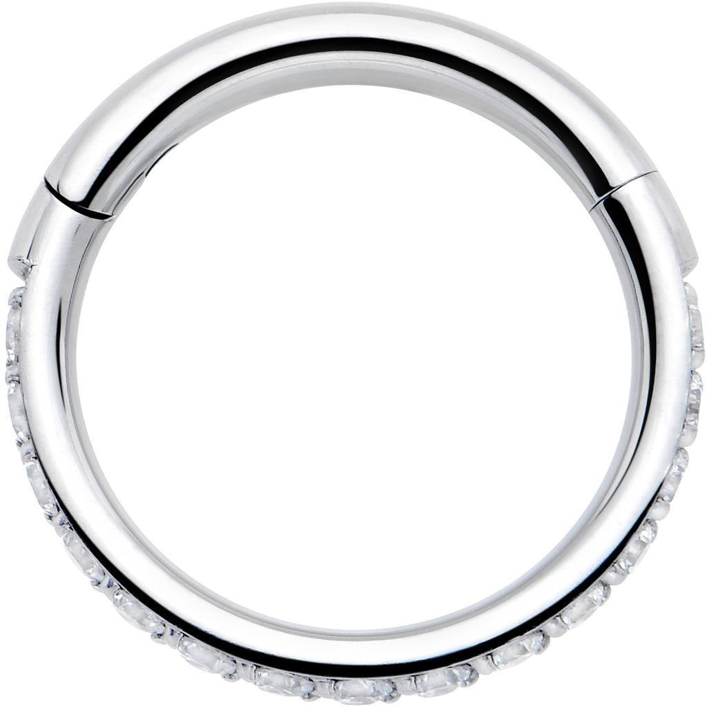 BodyCandy 16G Clear Cubic Zirconia Forward Facing Hinged Segment Ring — lifestyle context