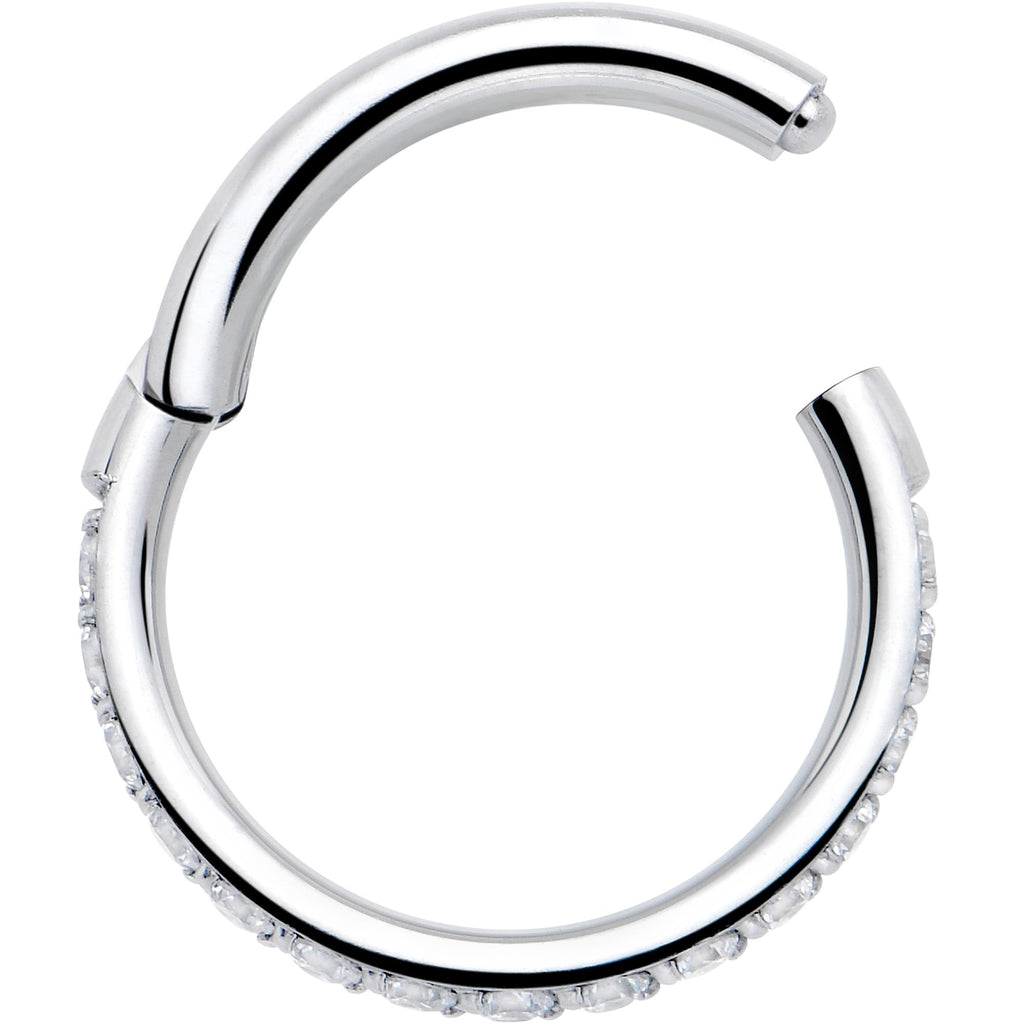 BodyCandy 16G Clear Cubic Zirconia Forward Facing Hinged Segment Ring — side view
