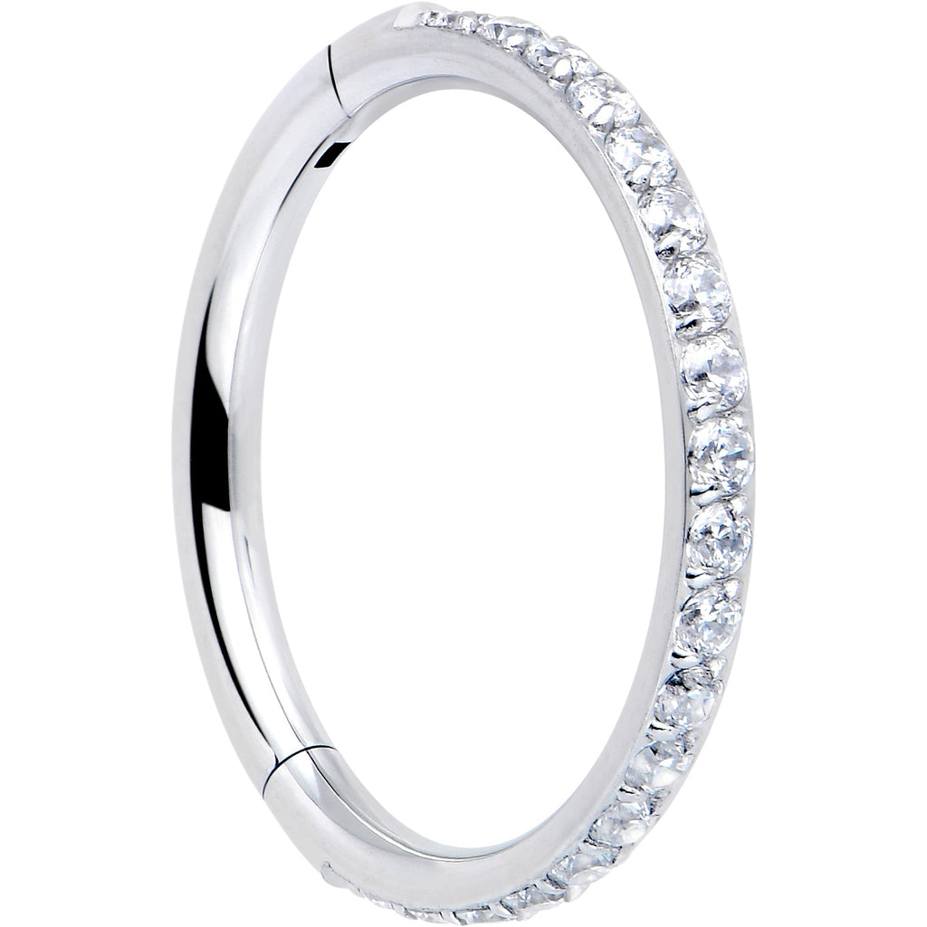 BodyCandy 16G Clear Cubic Zirconia Forward Facing Hinged Segment Ring — main product shot