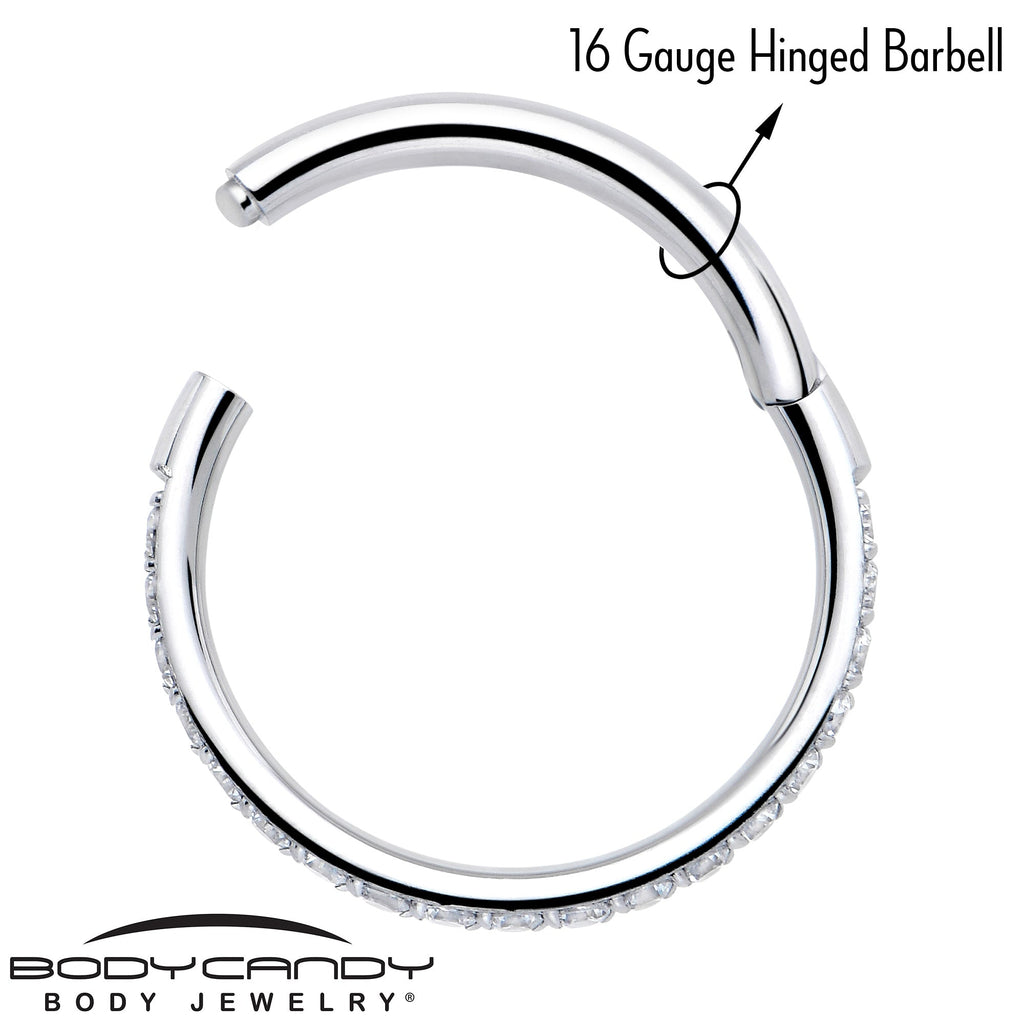BodyCandy 16G Clear Cubic Zirconia Forward Facing Hinged Segment Ring — back view