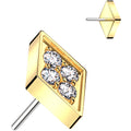 BodyCandy Clear CZ Gem Golden ASTM F-136 Rhombus Flat Back Earring Push In Top — main product shot