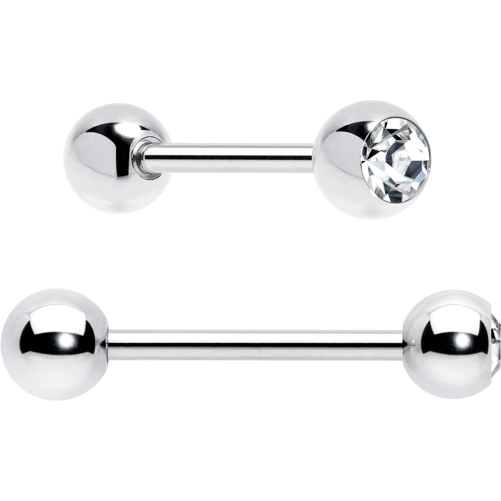 BodyCandy Purple Clear CZ Gem Butterfly Pink Barbell Tongue Ring Set of 4 — back view