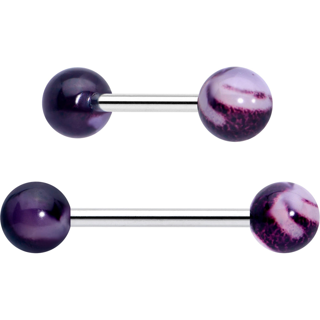 BodyCandy Green CZ Gem Crescent Moon Marbleized Barbell Tongue Ring Set of 4 — lifestyle context