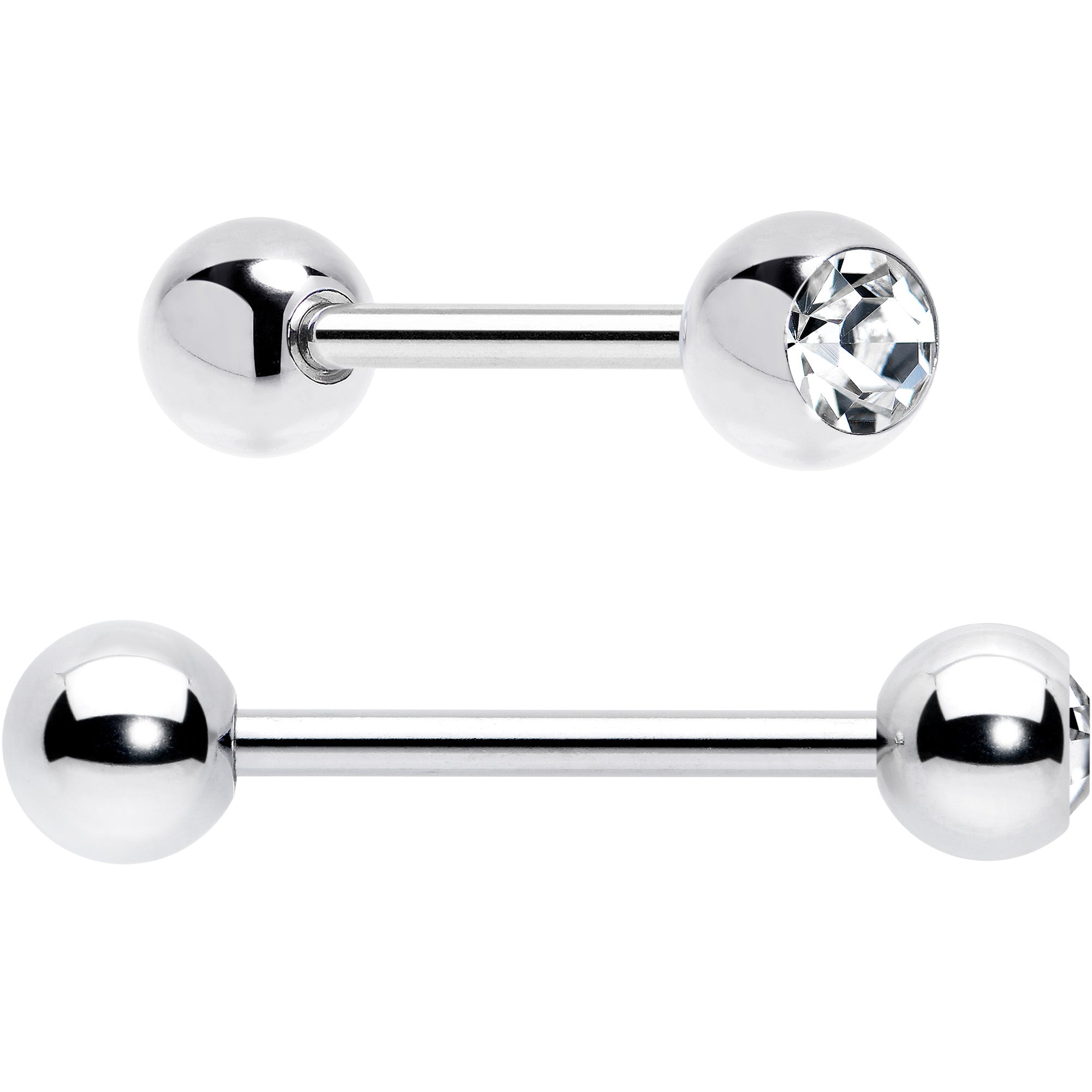 BodyCandy Green CZ Gem Crescent Moon Marbleized Barbell Tongue Ring Set of 4 — back view