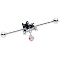 BodyCandy 14G Pink Gem Sleepy French Bulldog Dangle Industrial Barbell 38mm — main product shot