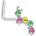 BodyCandy 20G 7mm Pink Green CZ Gem Caterpillar L Shape Nose Ring — main product shot