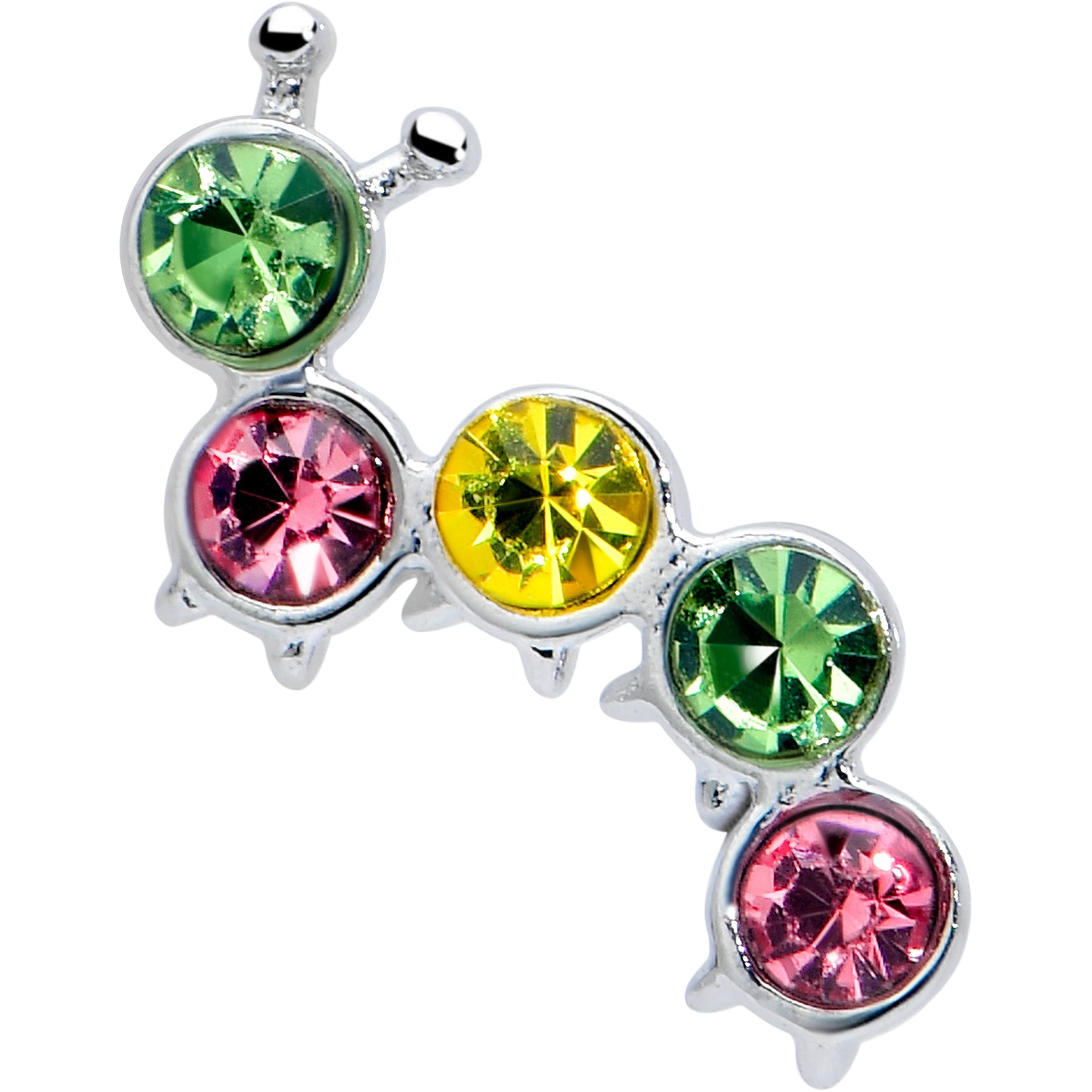 BodyCandy 20G 7mm Pink Green CZ Gem Caterpillar L Shape Nose Ring — lifestyle context