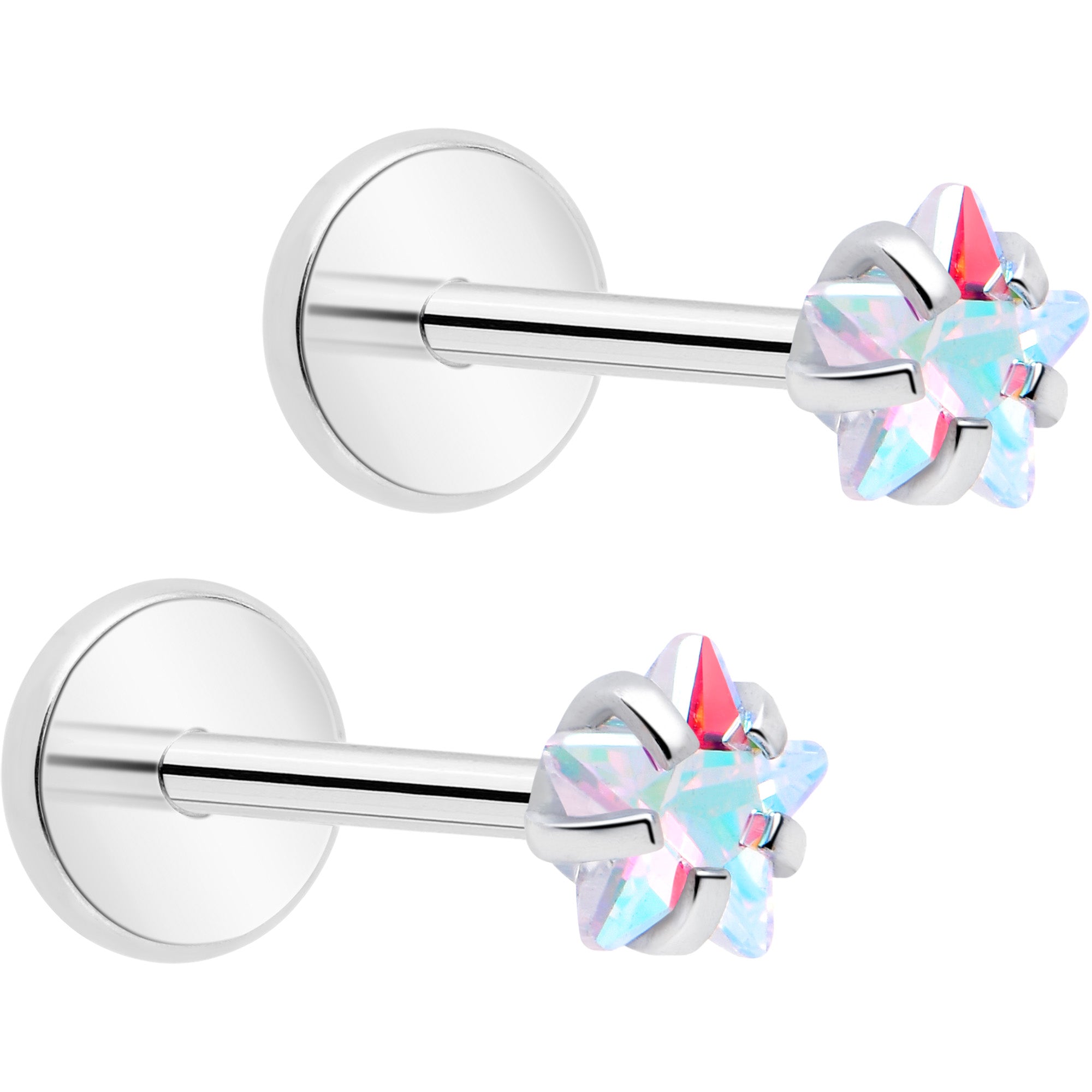 BodyCandy 3mm CZ Star Flat Back Stud Earrings - 1 Pair — size reference
