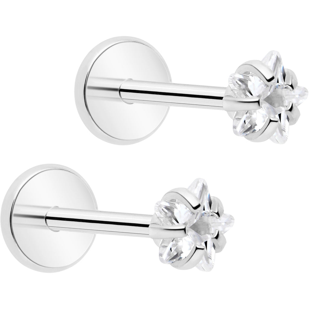 BodyCandy 3mm CZ Star Flat Back Stud Earrings - 1 Pair — color detail