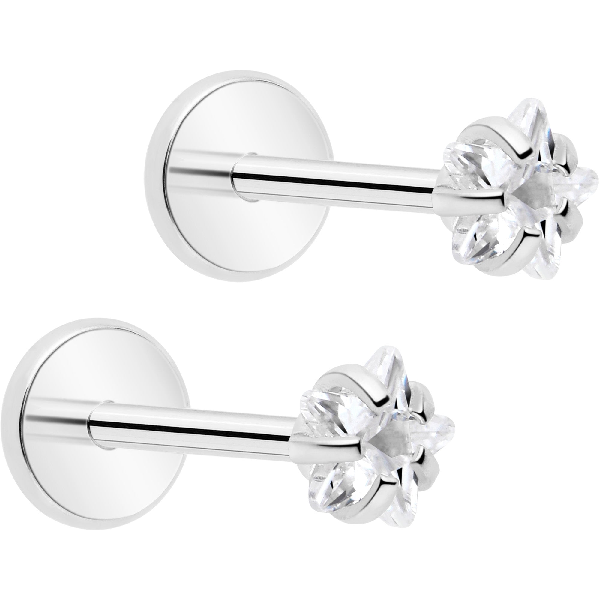 BodyCandy 3mm CZ Star Flat Back Stud Earrings - 1 Pair — color detail