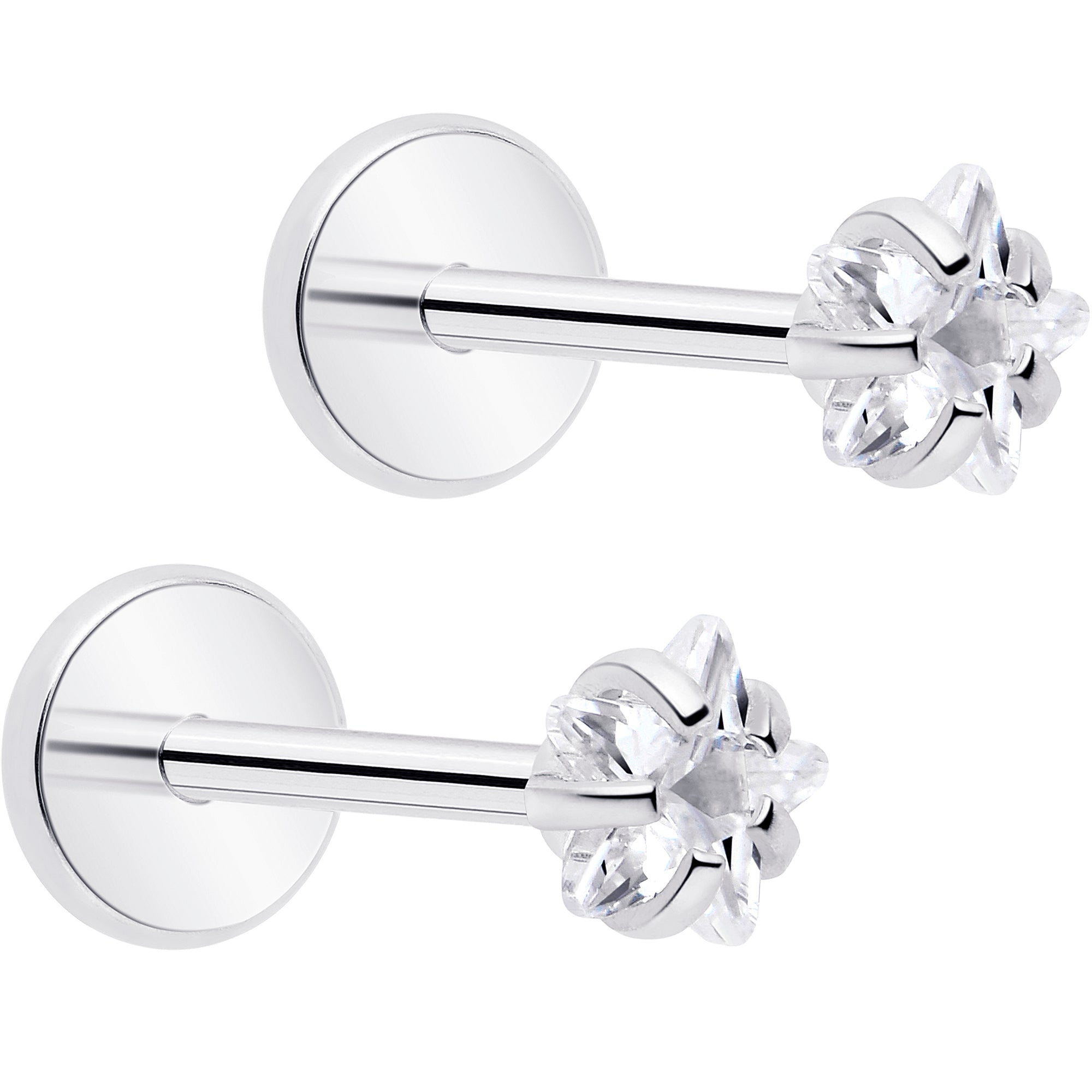 BodyCandy 3mm CZ Star Flat Back Stud Earrings - 1 Pair — main product shot