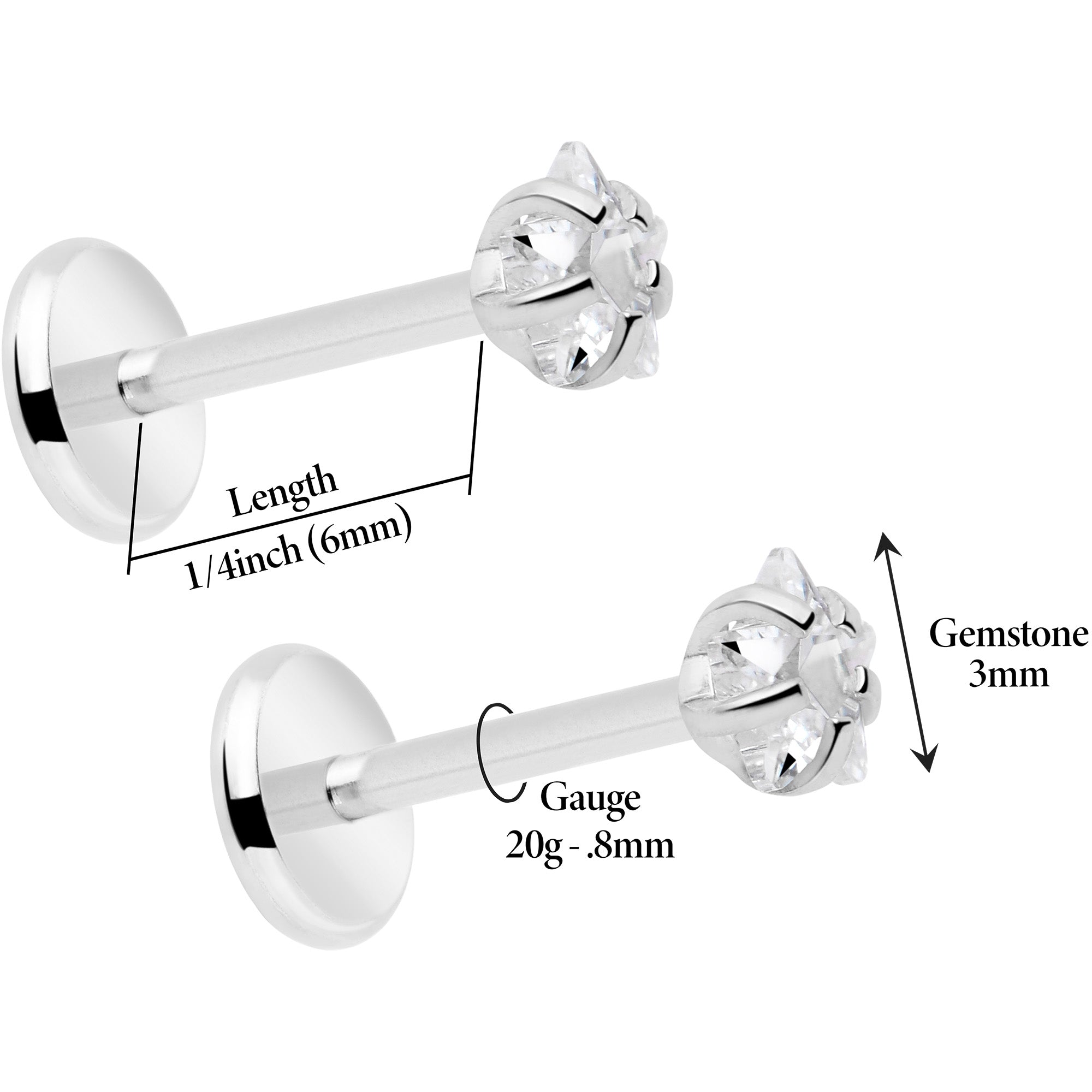 BodyCandy 3mm CZ Star Flat Back Stud Earrings - 1 Pair — lifestyle context