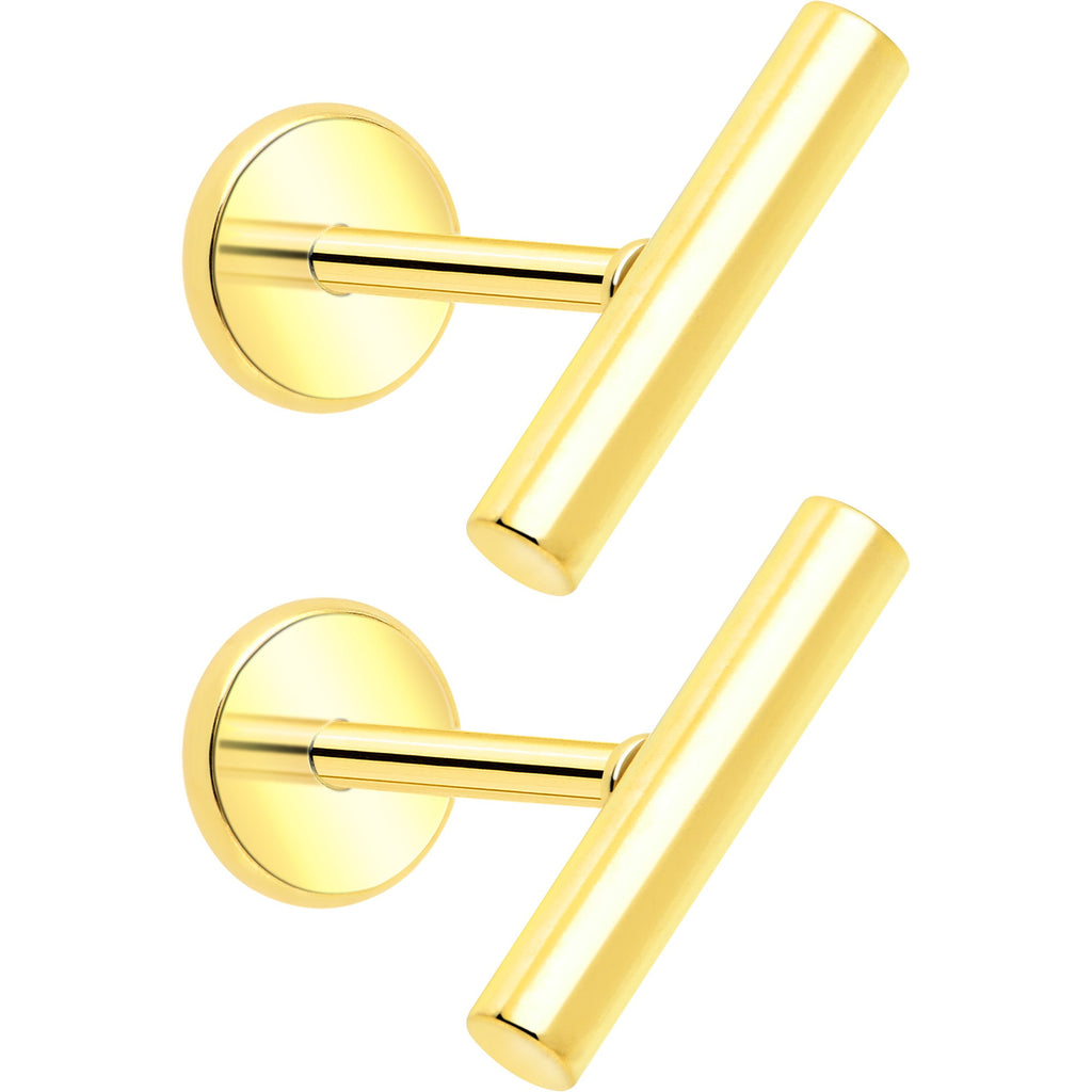 BodyCandy 316L Surgical Steel Straight Barbell Flat Back Stud Earrings - 1 Pair — detail close-up