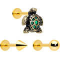 BodyCandy 16G Sea Turtle Flat Back Earring Set Internally Threaded 3 Pack — main product shot