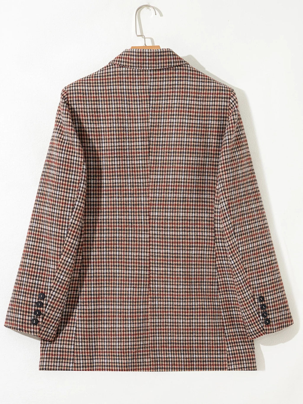 Houndstooth Lapel Collar Blazer