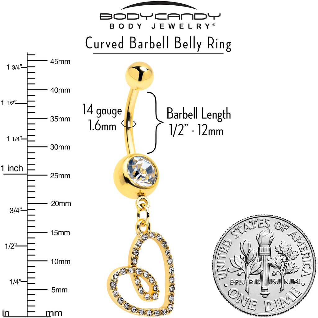 BodyCandy Clear CZ Gem Gold Tone Anodized Loopy Heart Dangle Belly Ring — lifestyle context