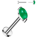 BodyCandy 16G 5/16 Natural Green Onyx Oval Medical Grade Titanium Flat Back Earring — main product shot