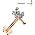 BodyCandy 16G 5/16 CZ Gem Leaves Rose Gold PVD Medical Grade Titanium Reversible Flat Back Earring — main product shot