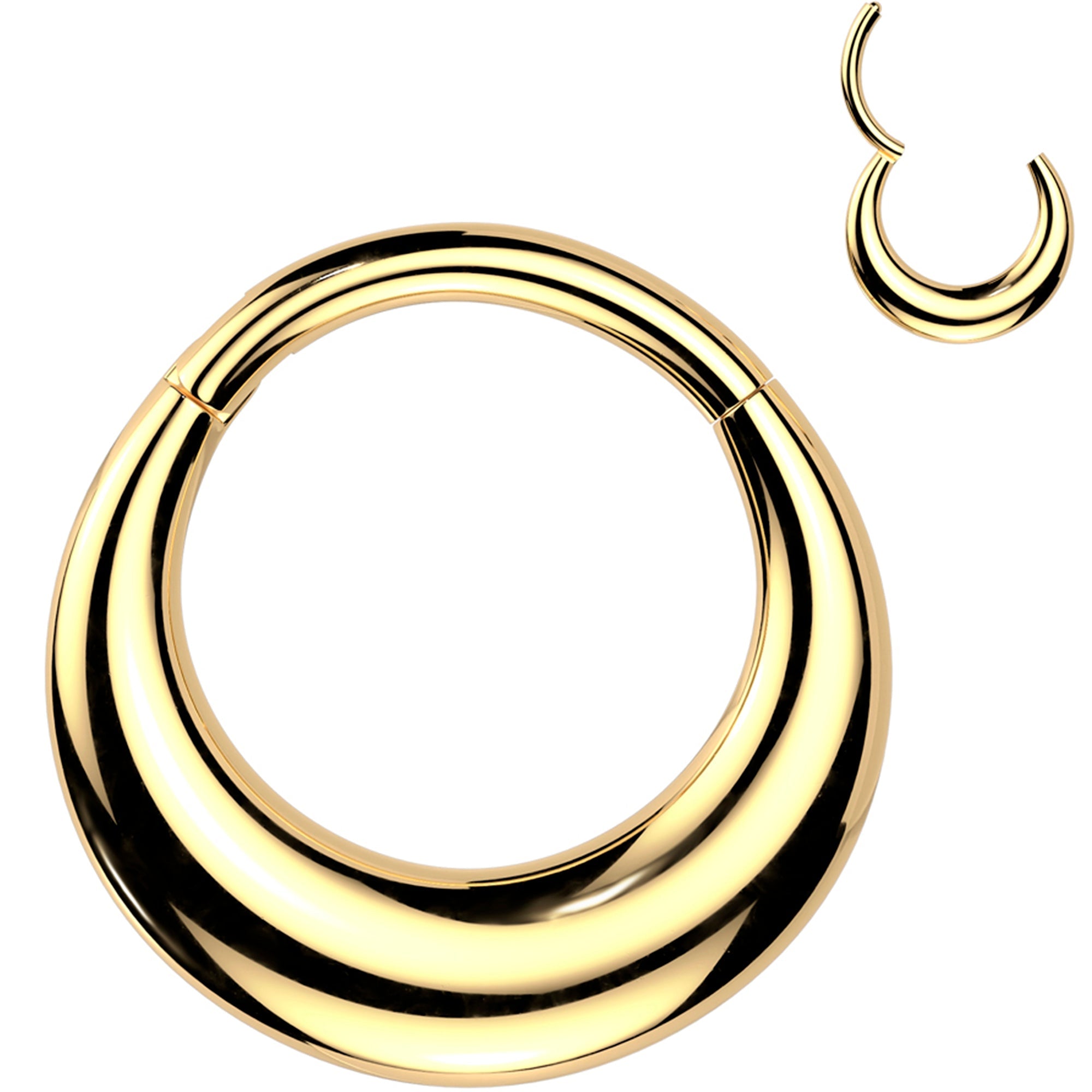 BodyCandy 16G 5/16 Gold Tone Simplicity Thick Precision Hinged Segment Ring — main product shot