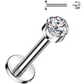 BodyCandy 16G 1/4 3mm Clear CZ Round Medical Grade Titanium Flat Back Earring — main product shot